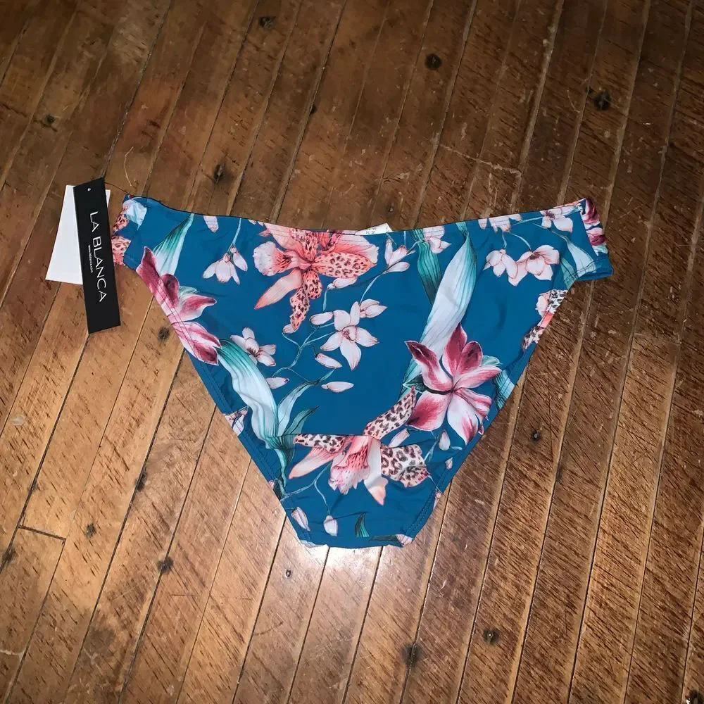 La Blanca teal tropical coconut girl size 14 swim bottoms